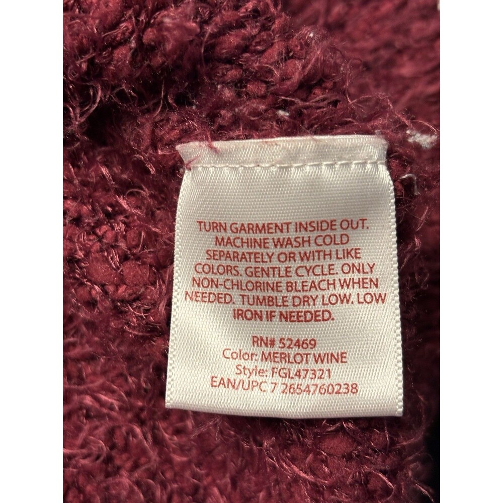 Faded Glory Fuzzy Textured Knit Sweater Burgundy Size Large - Picture 3 of 6